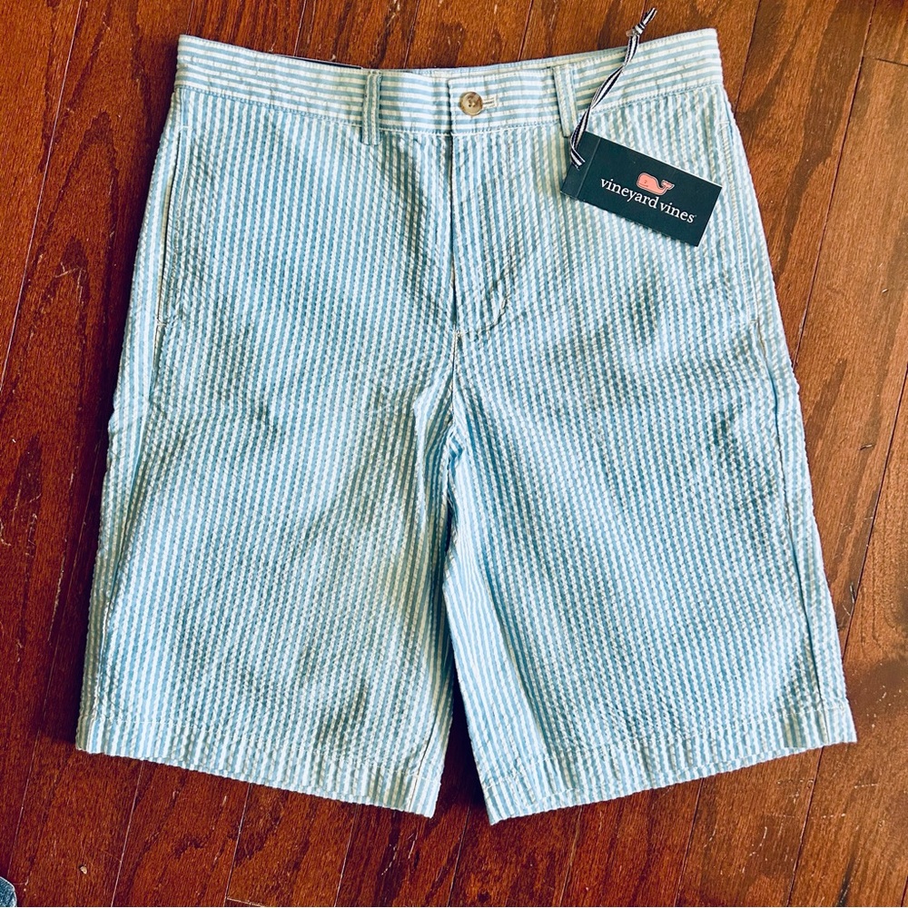 Vineyard Vines Blue Seersucker Striped Boys Breakers Shorts size 18
